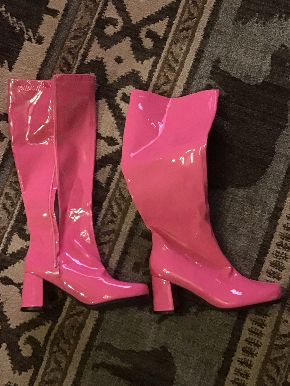 Women's Patent Knee-High Boots - Pink